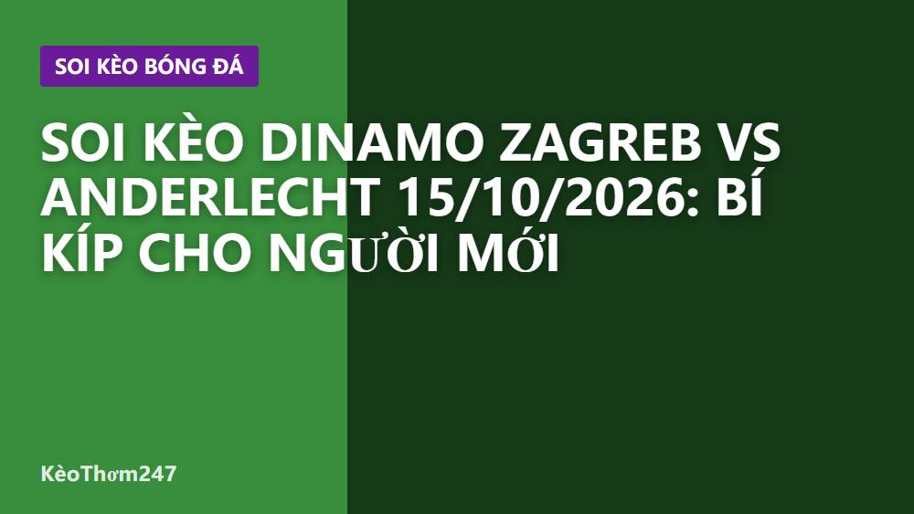 Soi kèo Dinamo Zagreb vs Anderlecht 15/10/2026: Bí kíp cho người mới